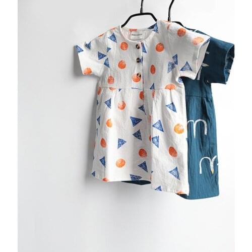 2021 Summer Girl Child Dress New Cute Cotton Children Short Sleeve Dress Garden Series