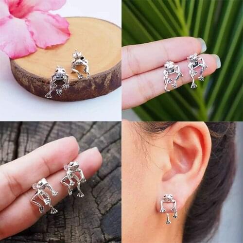 Lover Jewelry Two Way Frog Earrings Frog Silver Earrings Creative Frog