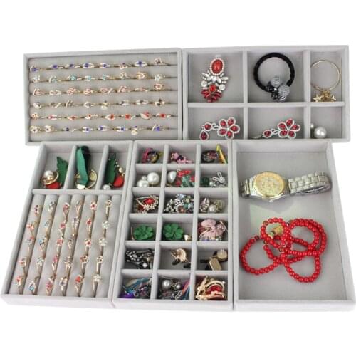 Fashion Portable Velvet Jewelry Ring Jewelry Display Organizer Box Tray Holder Earring Jewelry Storage Case Showcase