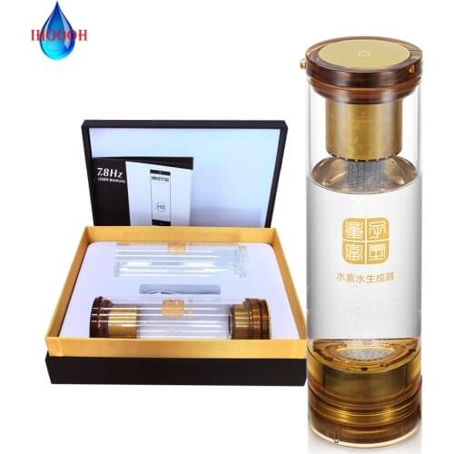 IHOOOH Molecular Resonance Hertz Drinking Cup SPE Electrolysis H2 Ionizer Alkaline Hydrogen Water Generator 600ml Glass Bottle