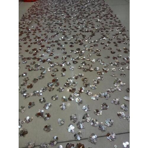 Glued glitter sequins Tulle Lace Fabric top Selling African Lace Fabric SYJ-102417 Nigerian French Fabric 5 yards