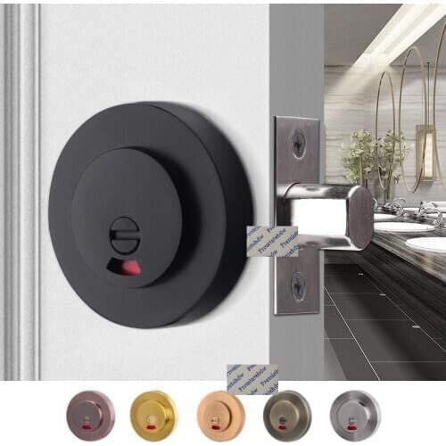 Round Zinc Alloy Door Lock Latch With Red Green Indicator Public Restroom Toilet Partition Thumb Turn Gold Matte Black Bronze