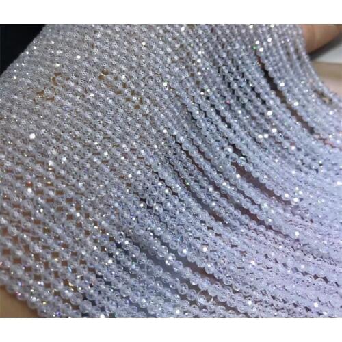 White zircon round faceted 2/3/4mm 14" for DIY jewelry making loose beads FPPJ wholesale beads nature gem stone coral