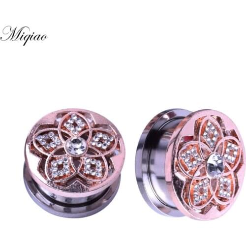Miqiao 2pcs Explosive new product stainless steel hollow petal ear expander, exquisite body piercing jewelry