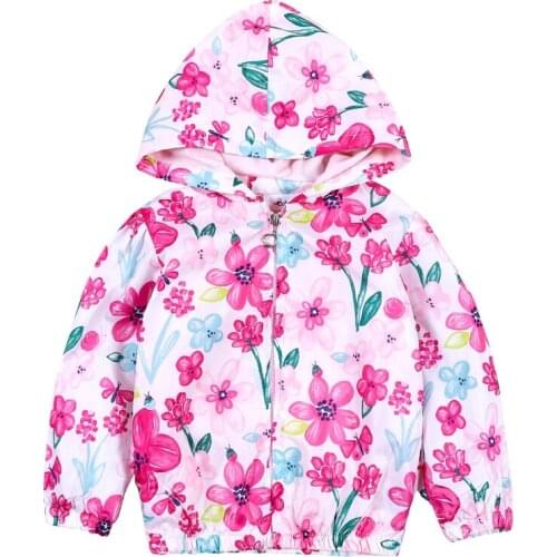 Fashion Girls Clothing Baby Girl Flowers Hoodie Jacket Autumn Flower Pattern Zipper Jacket Coat Outwear 2-7Y 2021