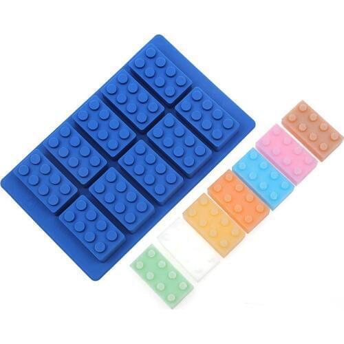 Ice cream Brick Blocks Shaped Rectangular DIY Chocolate Silicone Mold Ice Cube Tray Cake Tools Fondant Moulds