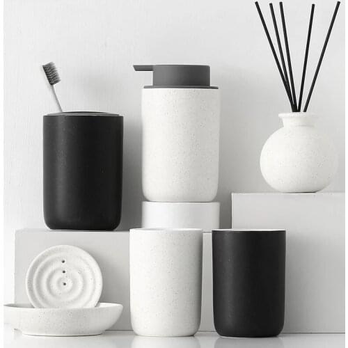 4/5/6 Piece Set Of Nordic Bathroom Supplies Set Toilet Wash Set Sanitary Ware Household Ceramic Bathroom Mouthwash Cup