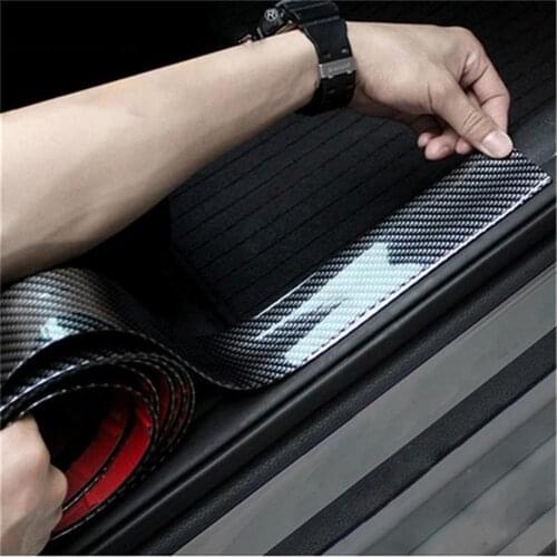 Carbon Fiber Car Door Sill Plate Bumper Guard Protector Rubber Pad Cover Anti Scratch Car Truck SUV Scratch Proof Accessories