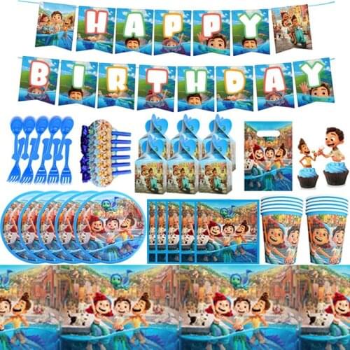 122pcs/lot New Pixar Luca Theme Birthday Events Party Tableware Set Plates Cups Baby Shower Decorations Kids Party Supplies