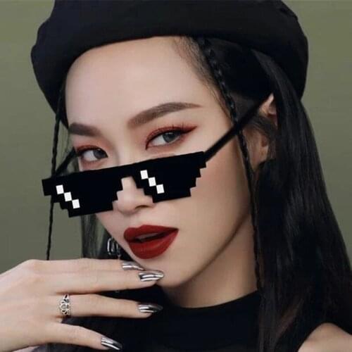 Thug Life 8 Bit Pixelated Mosaic Sunglasses Men Women Cosplay Party Funny Eyeglasses Adult Children Halloween Gifts