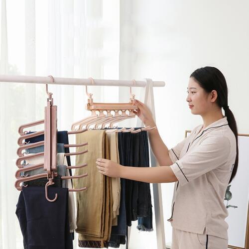 Plastic Towel Display Hanger Folding Multi-Layer Magic Pants Clothe Drying Racks Clip Scarf Baby Velvet Hangers Wardrobe Storage