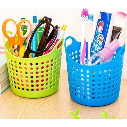 Plastic Office Desktop Storage Baskets Makeup Organizer Trash Bin Garbage Can