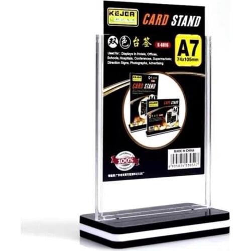 Transparent T-shape Meeting Frame Card Holder Desk Sign Price Tag Label Display Stand