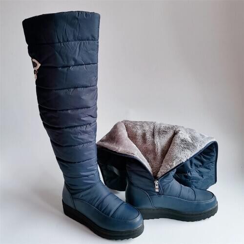 Down Warm High Snow Boots Women 2020 Winter Shoes Platform Womens Over-the-Knee Boots Fashion Fur Water-proof Boots Ladies