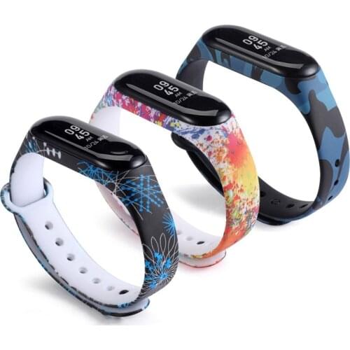 For Xiaomi Mi Band 5 4 3 NFC Strap Replacement Bracelet for mi band Universal Silicone Watch Strap for mi5 Belt Colorful Flowers