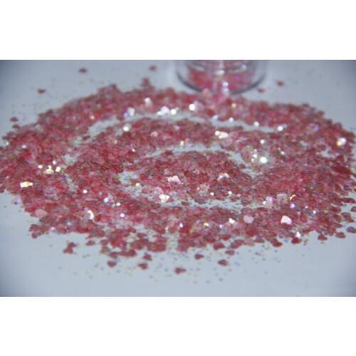 Pink Heart White Solvent Resistant Glitter mix acrylic gel nail art G400