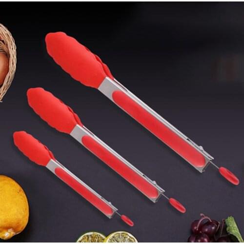 Silicone BBQ Grilling Tong Kitchen Cooking Salad Bread Non-Stick Barbecue Clip Tong with Joint Lock