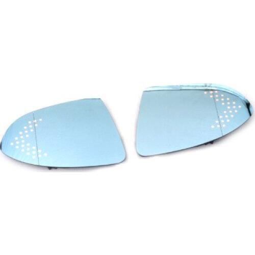 Blue Tinted Aspherical Side Mirror Glass With Turn Signal Light For Golf MK7