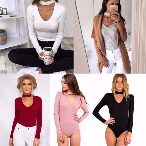 Spring Sexy Bodysuits Women 2018 Halter Knitted Autumn Winter Black Slim Bodycon Jumpsuit Romper Fashion Jumpsuit Tops