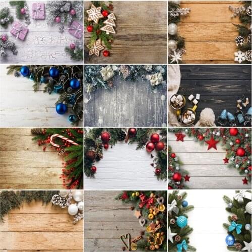 Vinyl Custom Christmas Backdrop for Photography Christmas Gift Wood Board Photo Backgrounds Photocall Props 210317STY-03