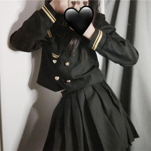 Japanese JK Uniform Sailor Suit For Girls Black Korea Style School Uniforms Cute Lolita Anime Cosplay