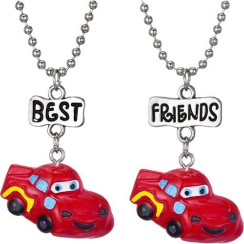 4 Styles Cartoon Toy Car Boy Pendant Necklace For Kids Friendship Beads Chain Jewelry For Children BFF