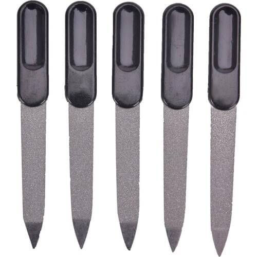 1/5pcs Plastic Handle Metal Double Sided Nail Files Pro Nail File DIY Manicure Pedicure Tool