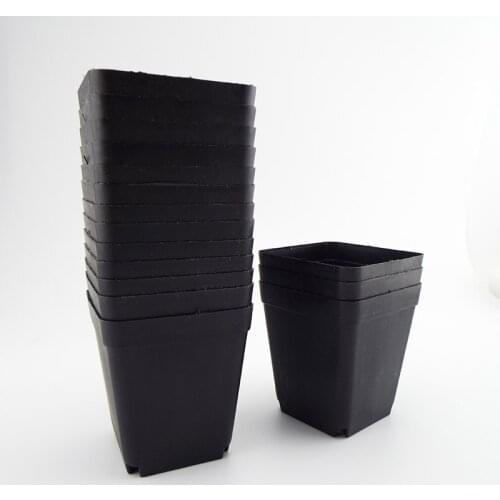 20/50pcs/lot PE Plastic Black Color Flower Pots Garden Planters Creative Small Square for Succulent plants vegetableR1