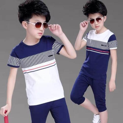 2019 Two Colors Newborn Baby Boy Clothes T-Shirt Pants Outfits 2Pcs 3T 4 5 6 7 8 9 10 11 12Yrs Summer Newborn Baby Boy Clothes