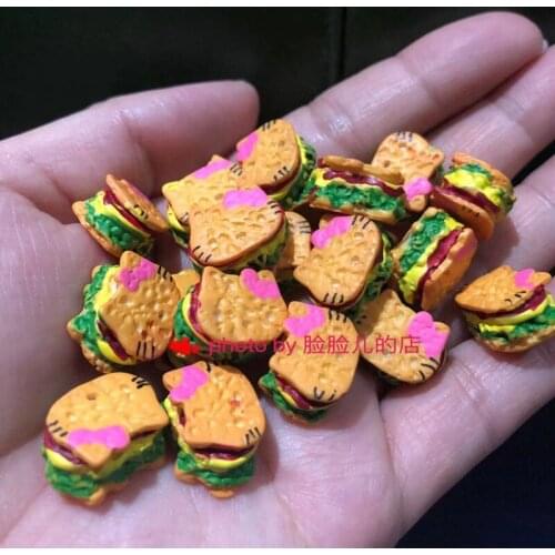 48PCS 1.5cm High quality Hello cat hamburger food toy sandwich DIY accessories material