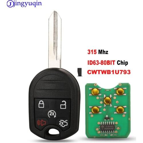Jingyuqin 5 Button Remote Key Fob For Ford Expedition Explorer Taurus Flex 315 MHz with 4D63 80bit Chip FCC: CWTWB1U793