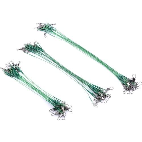 60pcs/lot Fishing Leader Line Rope Wire Anti-bite Bait Lure Hook Swivel Interlock Snap Connector 15 20 25cm Fishing Tackle #84