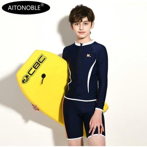 Aitonoble 2021 New Collection Kids Rash Guard Years 10-15 Boys Swimwear Teenagers Swimsuit Diving Suit Rashguard for Boys