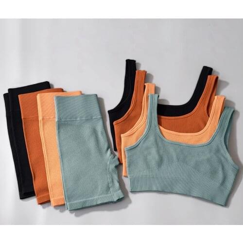 2PCS Seamless Sports Suit Women Sports Bra High Waist Shorts Workout Outfit Fitness Run Gym Suit Female Sexy Yoga Sets Clothes