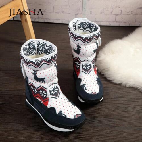 Women snow boots antiskid plus velvet warm winter boots women shoes christmas deer brand fashion style waterproof women boots