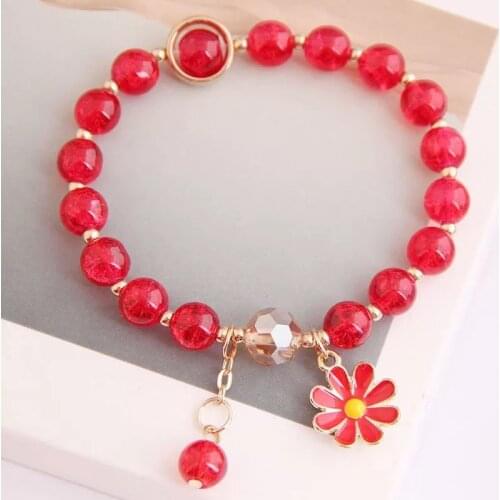 Girl Charm Colorful Bead Daisy Flower Bracelet New 2021 Summer Armband Chain Cute Bracelet Party Wedding Friendship Gift Jewelry