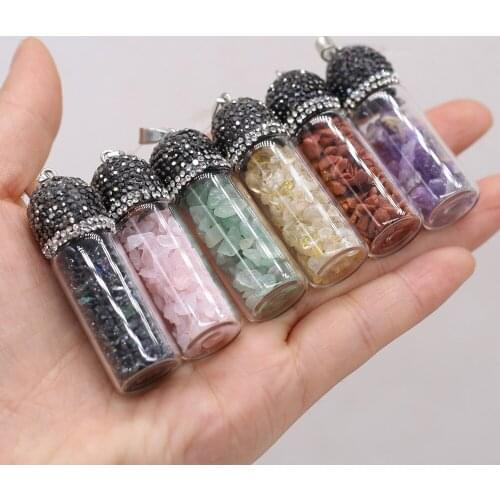 Broken Gravel Beads Healing Crystal Reiki Stone Pendant Wish Bottle Charms for Necklace Jewelry Making ACC