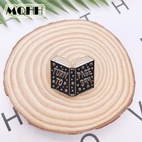 Cartoon Punk Black Reading Books Learning Enamel Brooch Pin Alloy Badge Clothes Bags Accessories Jewelry Gifts For Friends