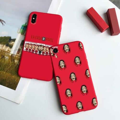 Spain TV Paper Home Phone Case Red Candy Color for iPhone 6 7 8 11 12 s mini pro X XS XR MAX Plus