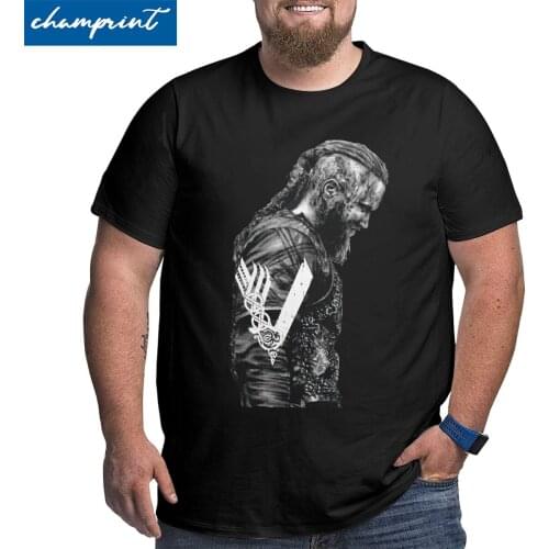 Mens King Ragnar Lothbrok Vikings T Shirts Short Sleeve Crewneck Clothing Big Tall Tee Shirt Oversized 4XL 5XL 6XL T-Shirts