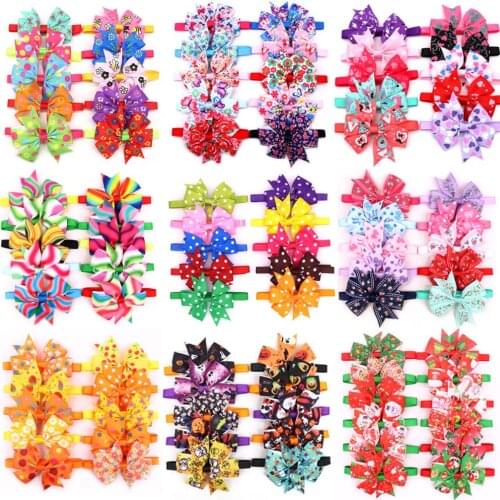 100X Dog Cat Bow Ties Adjustable Bowties Dog Grooming Accessories for Small Dogs Puppy Christmas Halloween Party Pet Products