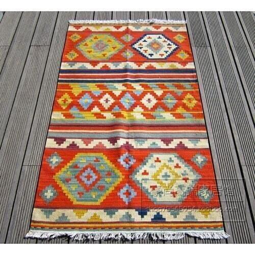 Kilim Carpet Wool Folk Carpet Runner Carpet For Home Decoration Geometric Carpet Bedroom Wool Knitting Carpets