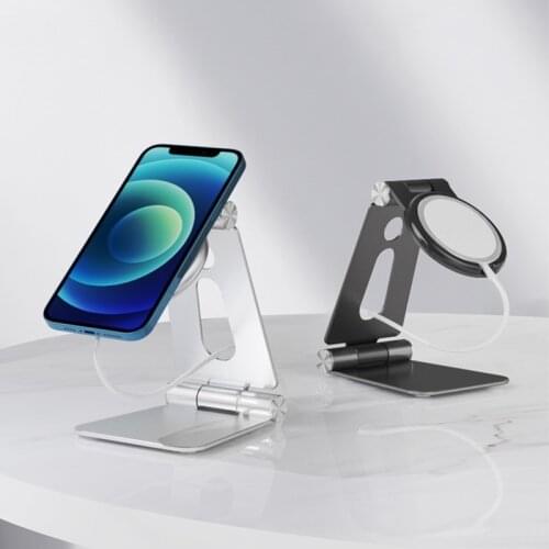 Metal Portable Phone Stand Holder For Magsafe Charger Iphone 12 Pro Max Mini Foldable Desk Mobile Phone Stand Holder Support