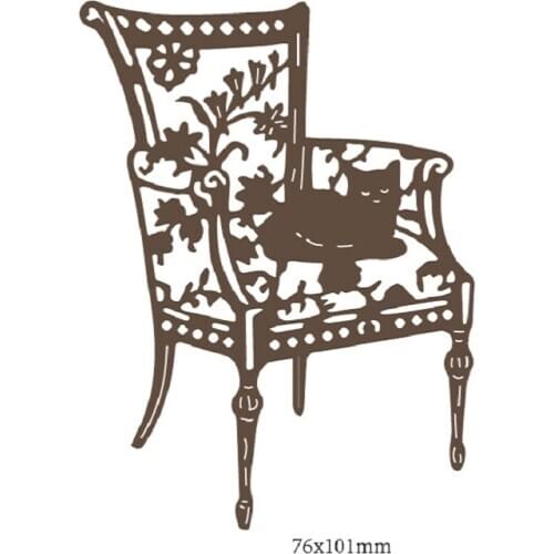 Lace Edge Chair and Cat Metal Cutting Dies Decorative Scrapbooking Steel Craft Die Cut Embossing Paper Cards Photo Stencils Dies