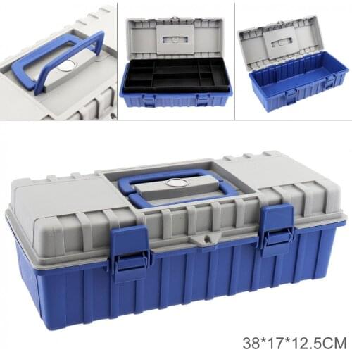 15 Inch ABS Multifunctional Thickened Double-layer Tool Storage Box with 380mm Length and 170mm Width for Vehicle Hardware Tools