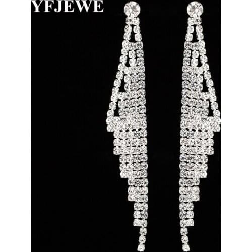 YFJEWE Fashion Brand Jewelry Crystal Drop Earring Women Gold and Silver Color Rhinestone Wedding Bridal Accessories Gift E406