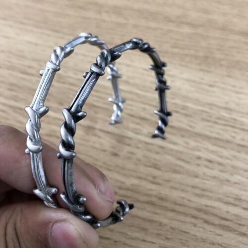 Men Bangle Open Cuff Twist Thorns Wire Pulsera Titanium Steel Geometric Bracelet Bangles 16-20cm Barbed Jewelry