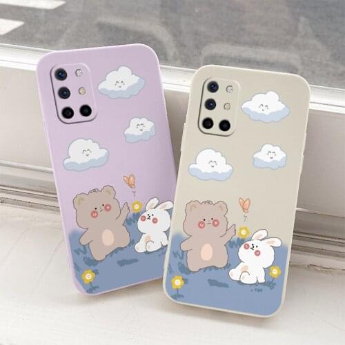 White Rabbit Liquid Silicone Phone Case For Oneplus 8t 9 9pro 9r pro Soft Back Cover