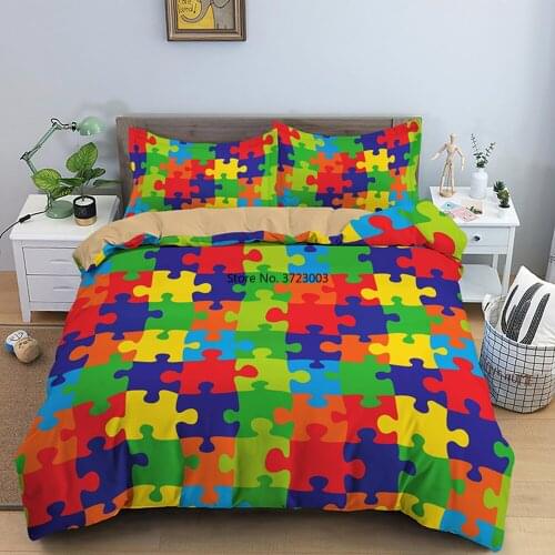 Color Mosaic Digital Printing Home Textile 3D Geometric Design Down Bed Cover Pillowcase Children Adult Bedroom Art Bedding Set