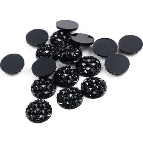 New Fashion 40pcs 12mm Starry Style And Pineapple surface Style Black Color Flat Back Resin Flower Cabochons Cameo-G6-26